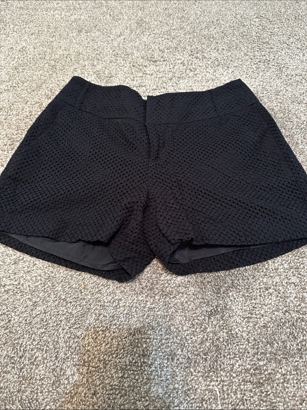 Elle Black Eyelet Overlay Shorts
